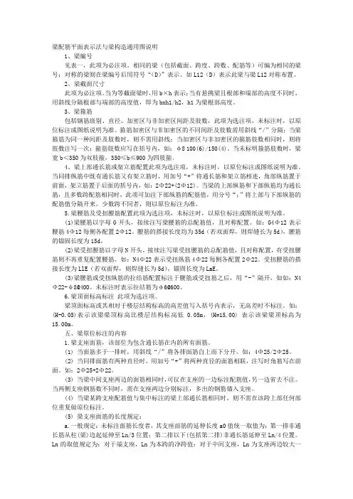 梁配筋平面表示法与梁构造通用图说明