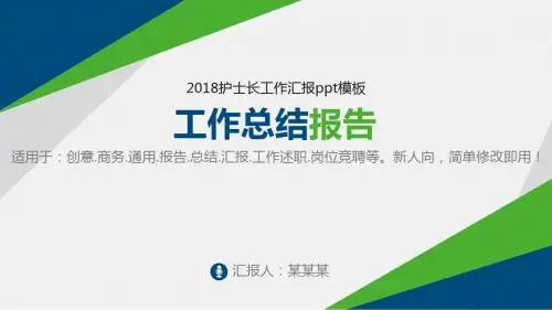 【实用PPT】2018护士长工作汇报ppt模板