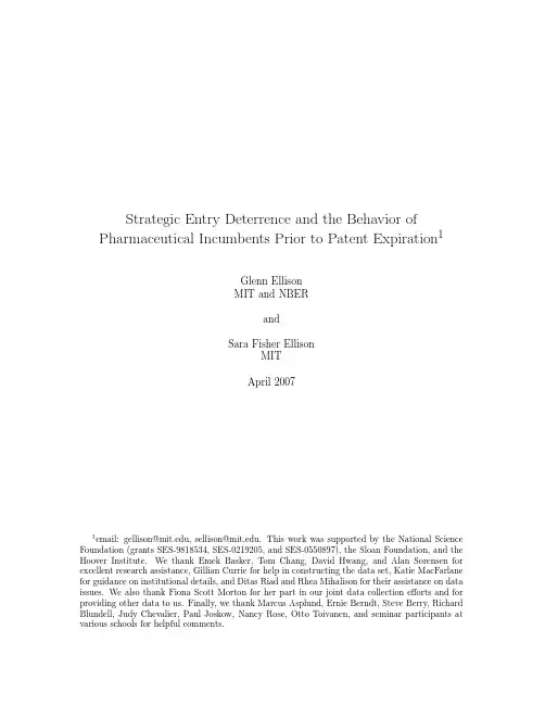 Strategic Entry Deterrence and the Behavior of