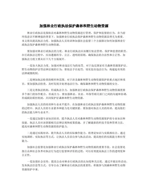 加强林业行政执法保护森林和野生动物资源