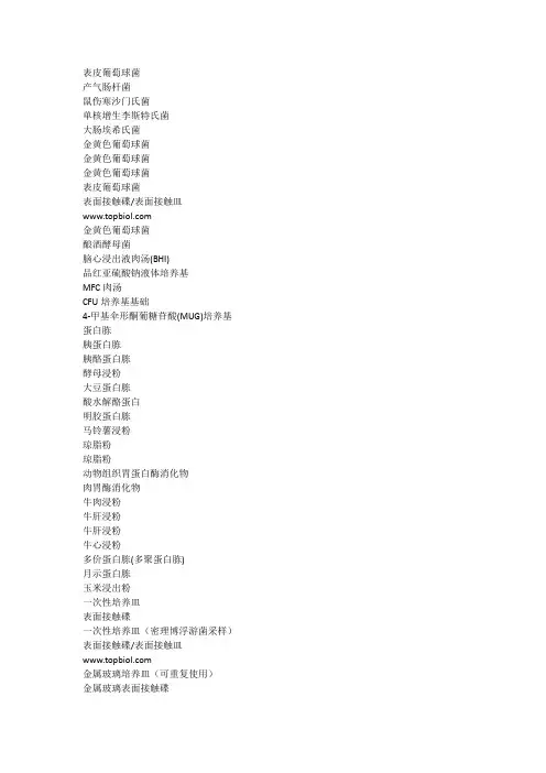 实验室常用培养基大全