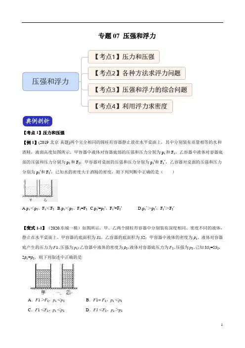 初中物理压强和浮力难题突破