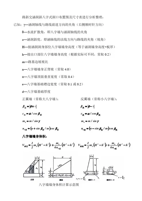 八字墙计算公式