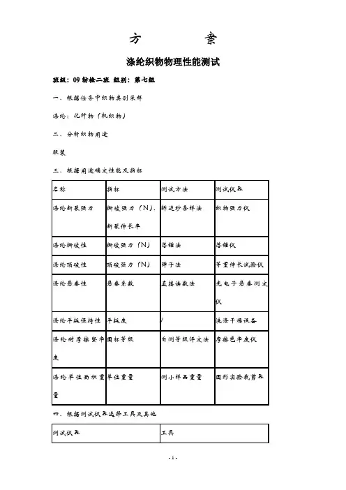 涤纶织物物理性能测试方案
