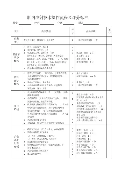 肌内注射技术操作流程及评分标准.pdf