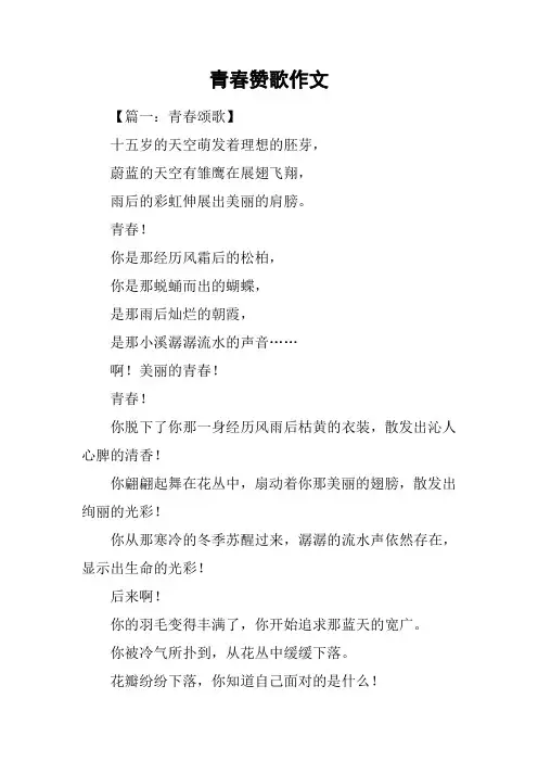 青春赞歌作文