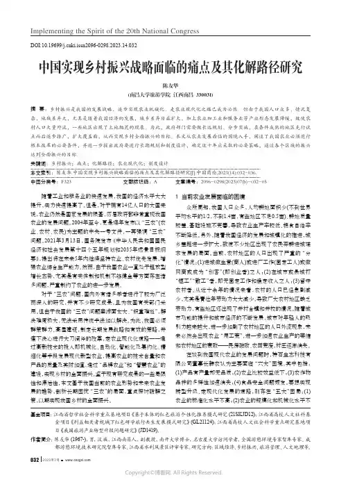 中国实现乡村振兴战略面临的痛点及其化解路径研究
