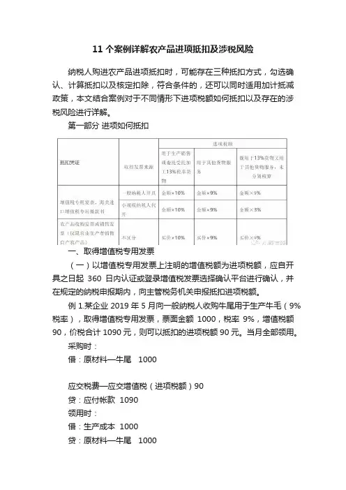 11个案例详解农产品进项抵扣及涉税风险