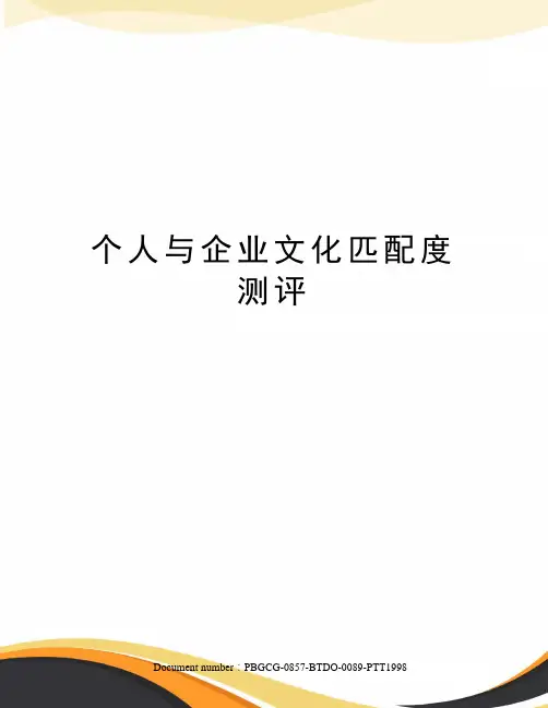 个人与企业文化匹配度测评