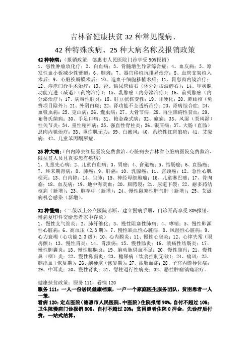 32种常见慢病42种特殊疾病、25种大病