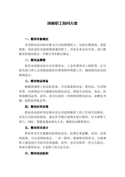 困难职工慰问方案