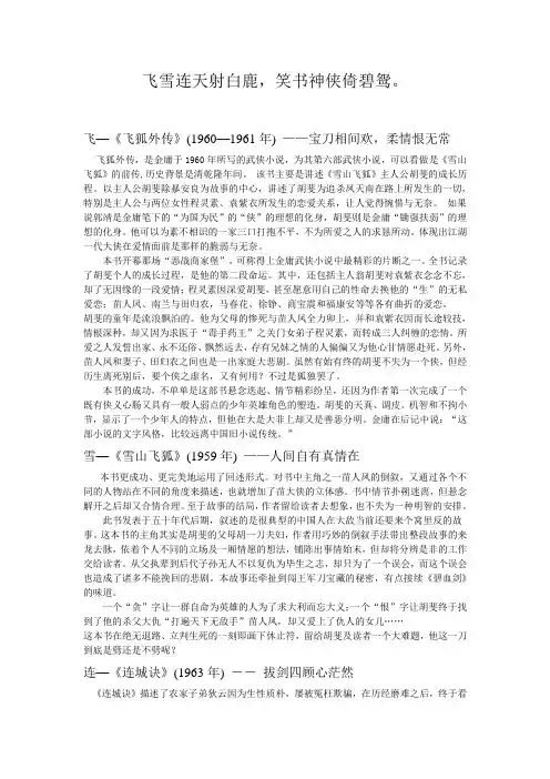 金庸小说简介
