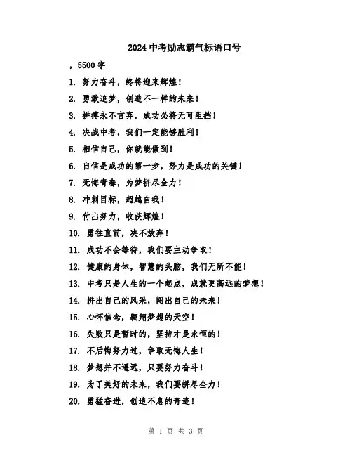 2024中考励志霸气标语口号
