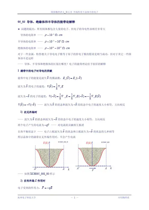 05_03_导体、绝缘体和半导体的能带论解释