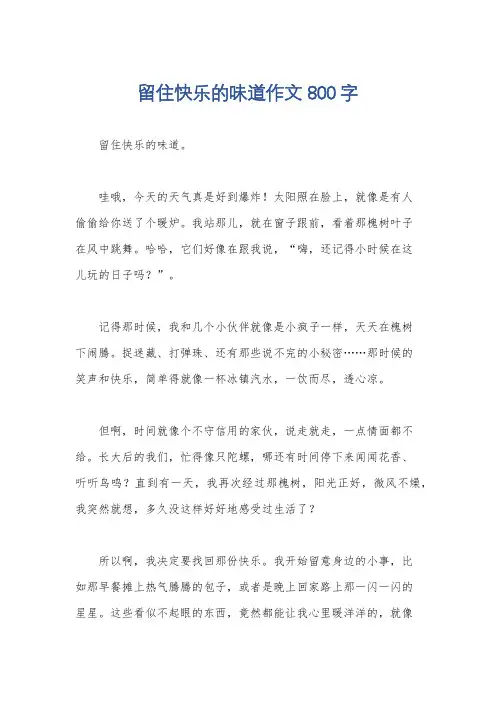 留住快乐的味道作文800字