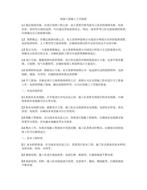 装修工程施工工序流程