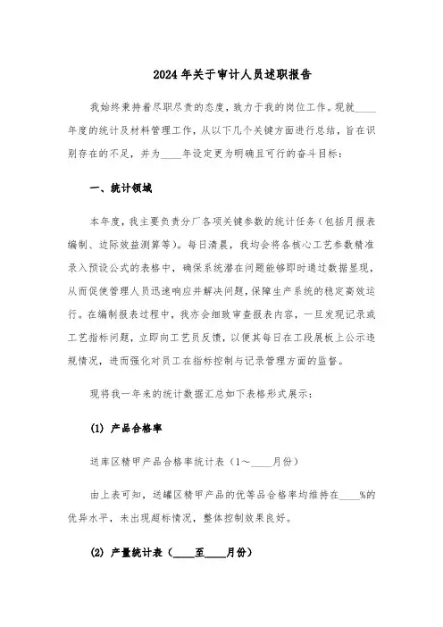 2024年关于审计人员述职报告（3篇）
