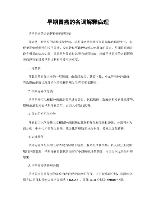 早期胃癌的名词解释病理
