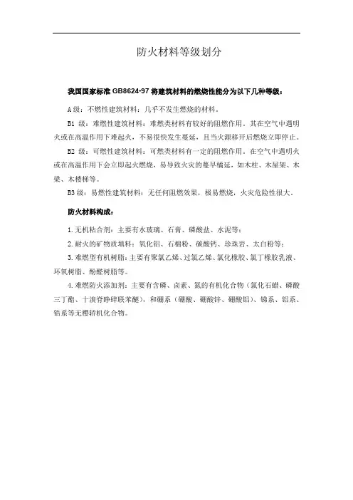 防火材料等级划分