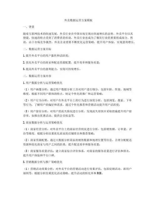 外卖数据运营方案模板