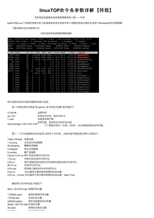 linuxTOP命令各参数详解【转载】