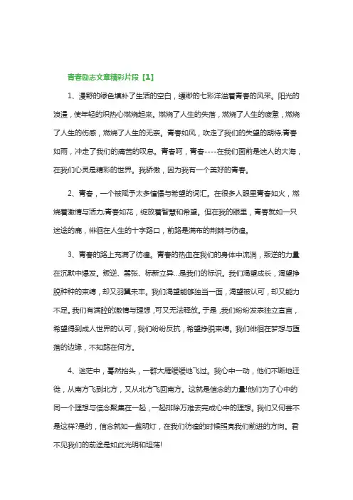 青春励志文章精彩片段