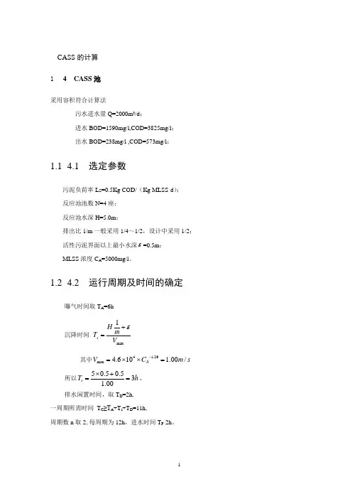 cass工艺设计计算