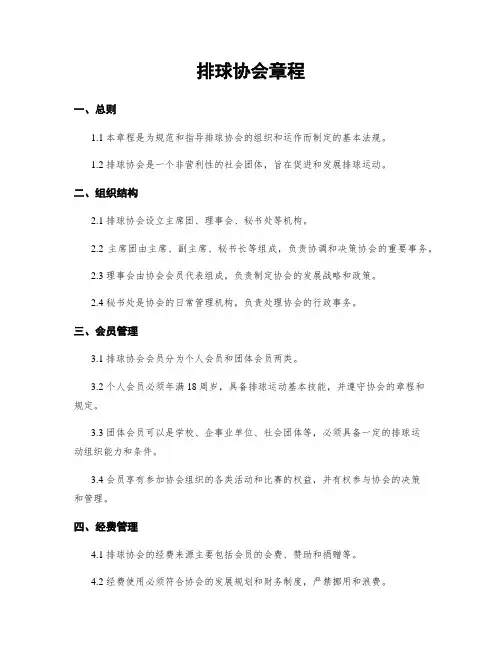 排球协会章程