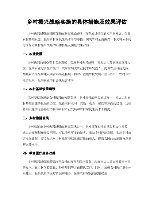 乡村振兴战略实施的具体措施及效果评估