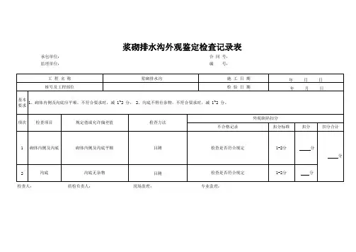 浆砌排水沟外观鉴定检查记录表