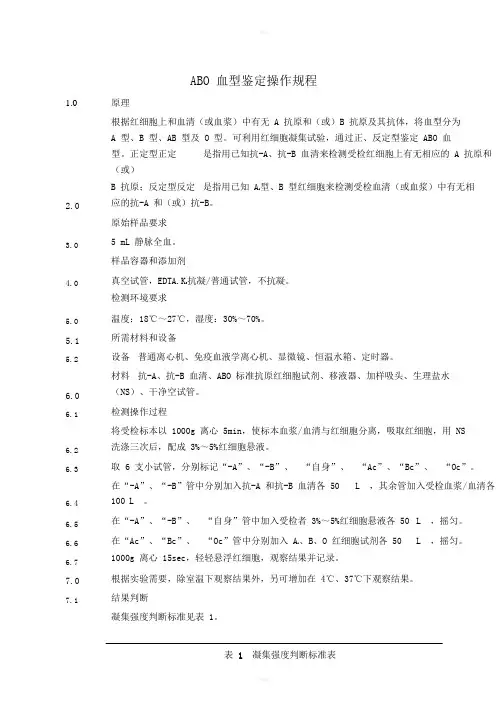 ABO 血型鉴定操作规程