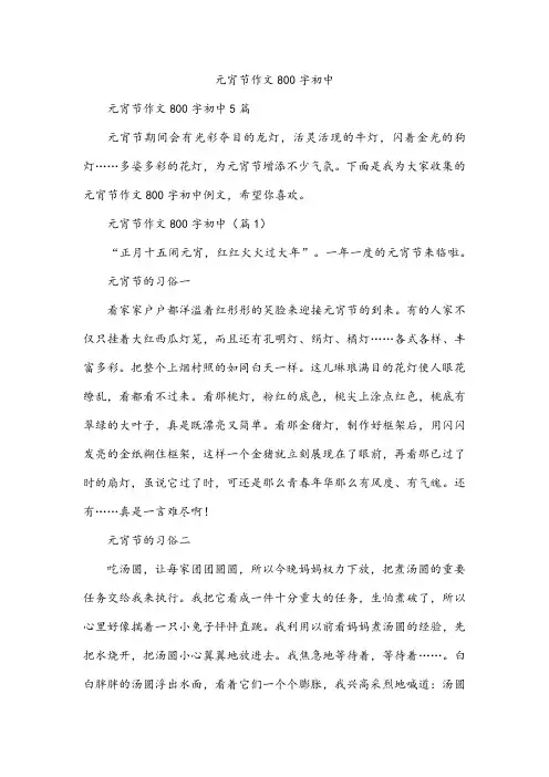 元宵节作文800字初中