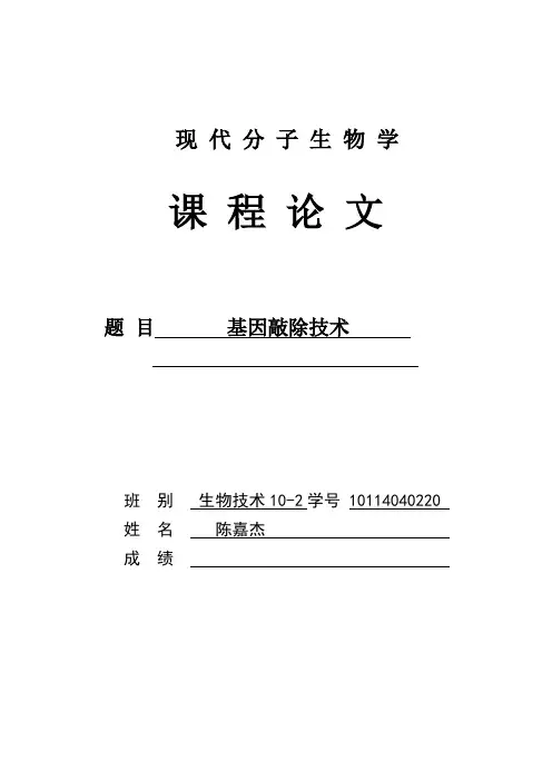 分子生物学综述论文(基因敲除技术)