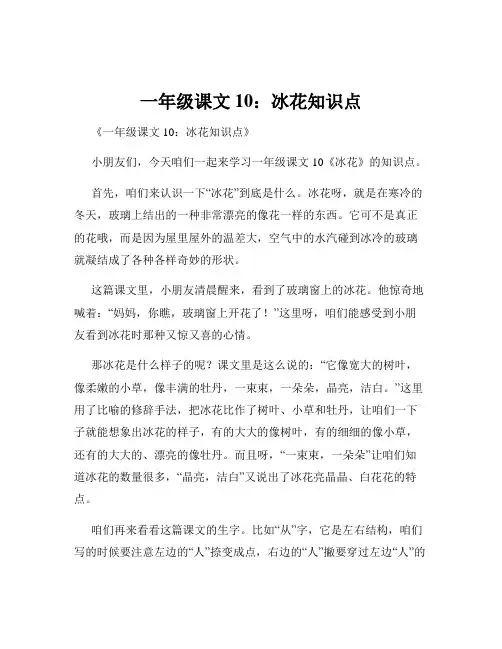 一年级课文10：冰花知识点