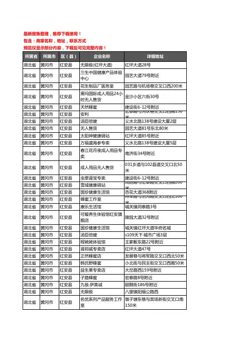 新版湖北省黄冈市红安县保健品企业公司商家户名录单联系方式地址大全30家