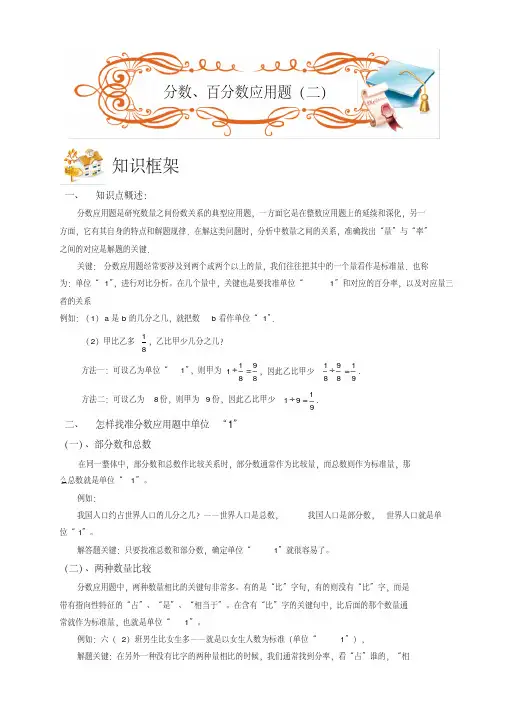 六年级下册数学奥数讲义-分数、百分数应用题(二)(无答案)全国通用