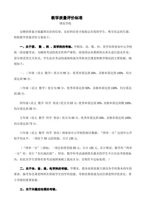 教学质量评价标准