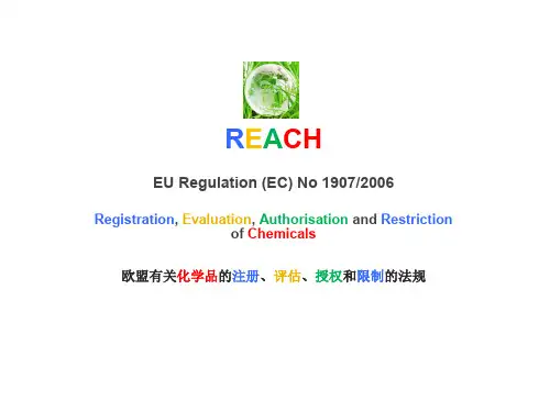 REACH欧盟有关化学品的注册、评估、授权和限制的法规