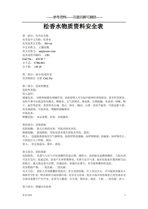 MSDS-松香水(参考仅供)