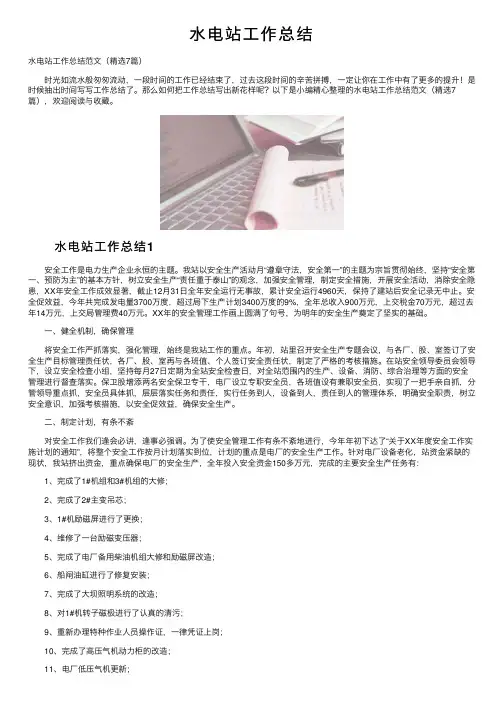 水电站工作总结