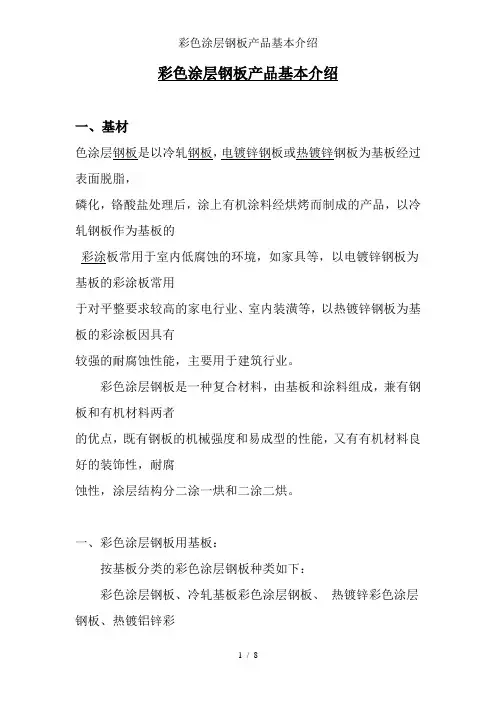 彩色涂层钢板产品基本介绍