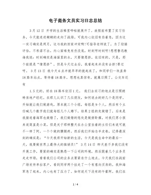 电子商务文员实习日志总结