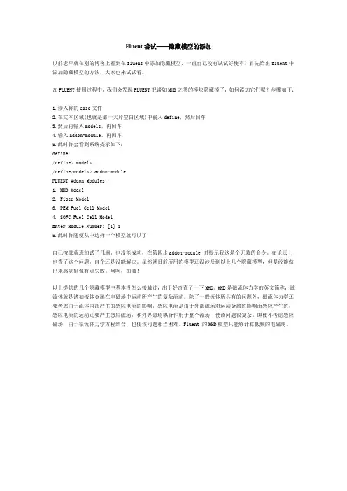 Fluent尝试--隐藏模型的添加