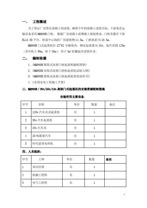 MQ900B高架门机安装方案