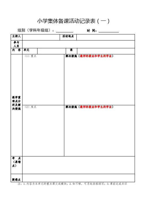 2021小学集体备课活动记录表(集体备课用) (1)