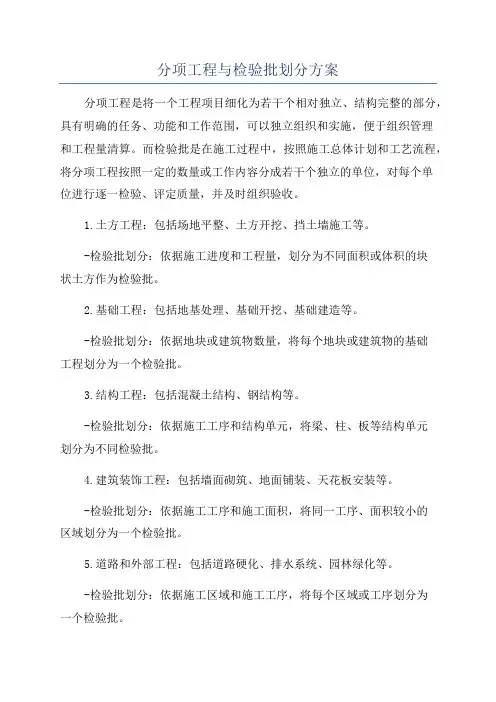 分项工程与检验批划分方案