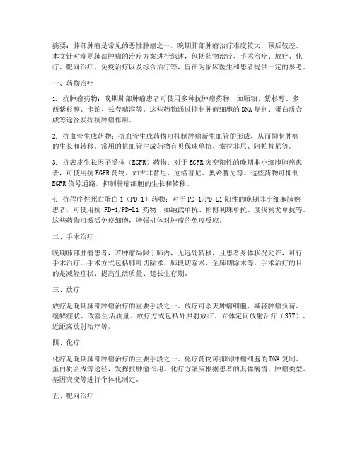 肺部肿瘤晚期的治疗方案