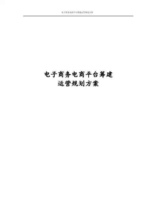 最新版电子商务电商平台筹建运营规划方案