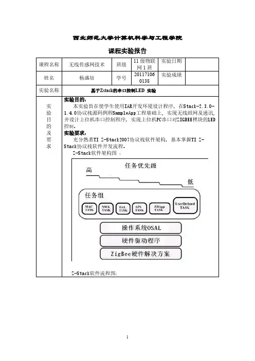 基于Zstack的串口控制LED 实验报告-推荐下载
