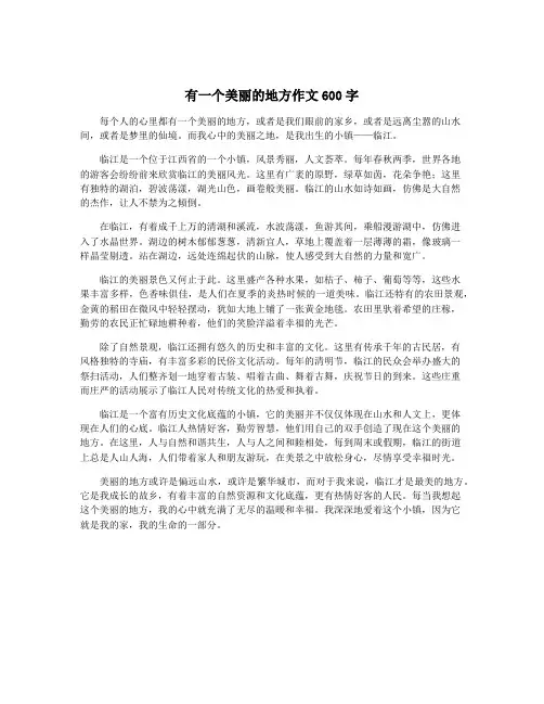 有一个美丽的地方作文600字